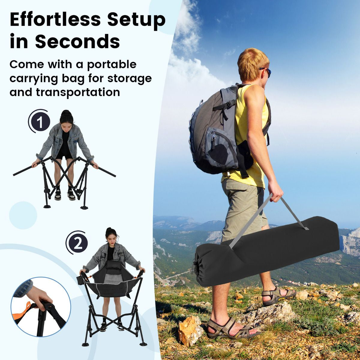 Oversized Hammock Camping Chair Foldable Swing Chair