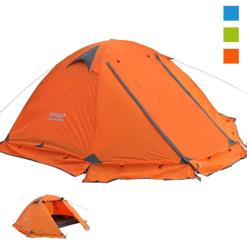 Flytop 2-3Persons 4Seasons Skirt Tent Camping Outdoor Double Layers Aluminum Pole anti Snow Travel Family Ultralight Tourist