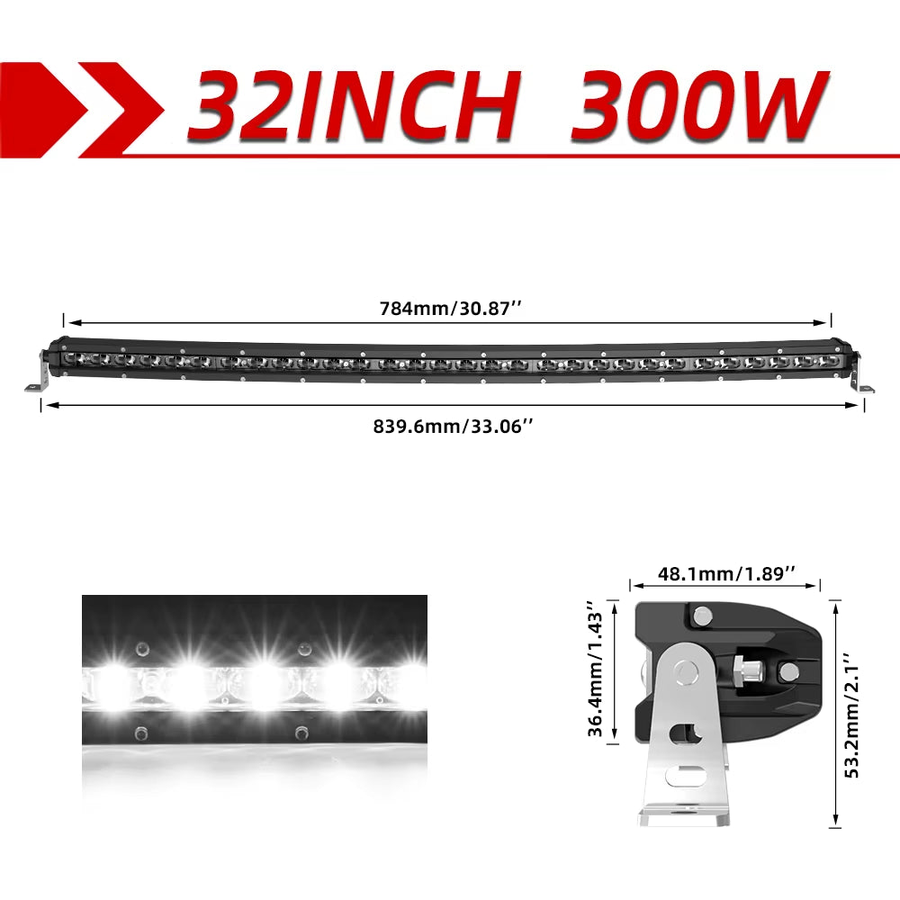 Curved 50" 80000LM LED Light Bar Spot/Flood Offroad Led Bar Combo Led Work Light Bar for Truck SUV ATV 4X4 4WD 12V 24V