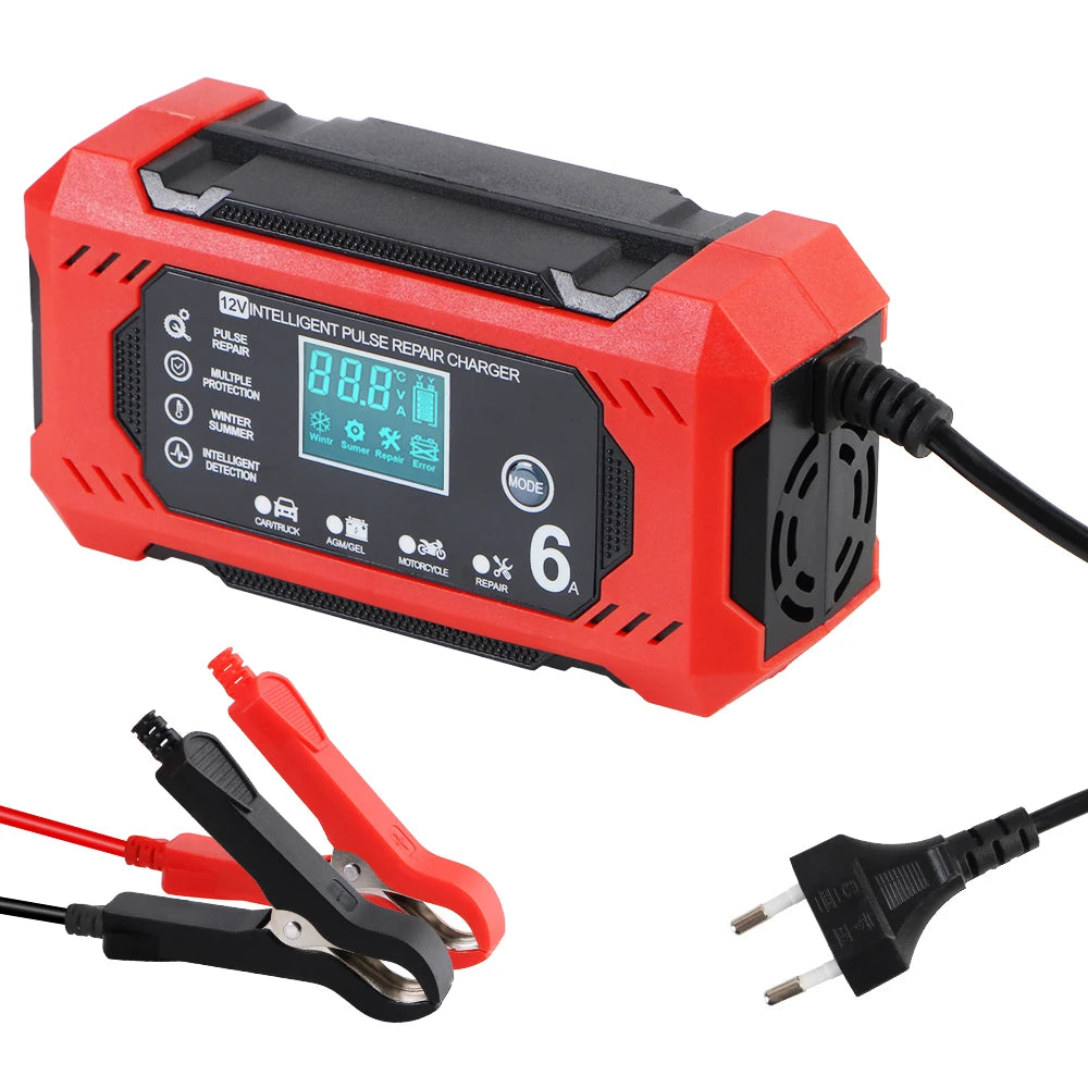 Pulse Repair Battery Charging 12V/6A High Power Intelligent Multifunctional for Motorcycle SUV Truck Smart Car Battery Charger