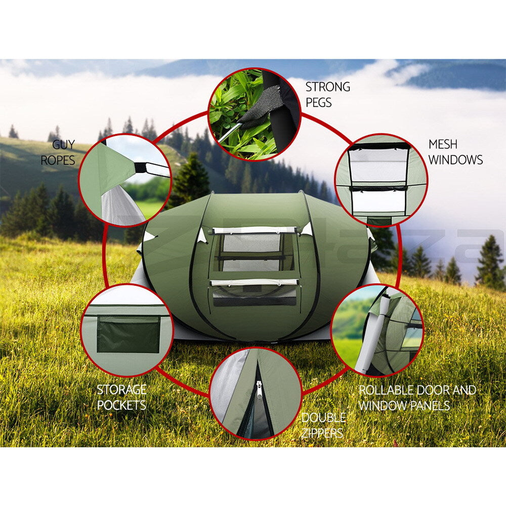 Weisshorn Instant up Camping Tent 4-5 Person Pop up Tents Family Hiking Dome