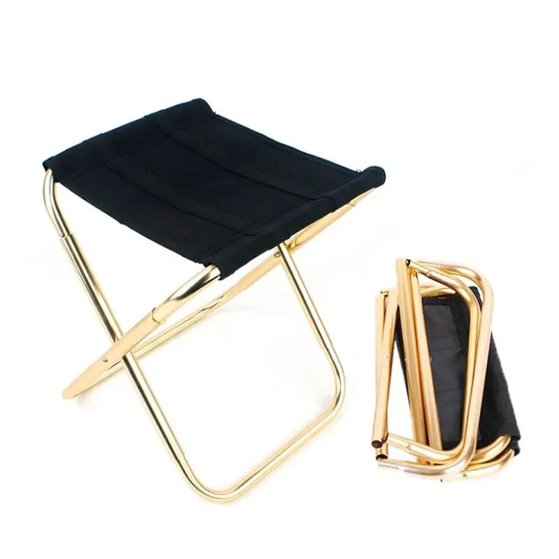 Outdoor Camping Chair Golden Aluminum Alloy Folding Chair with Bag Stool Seat Fishing Camping