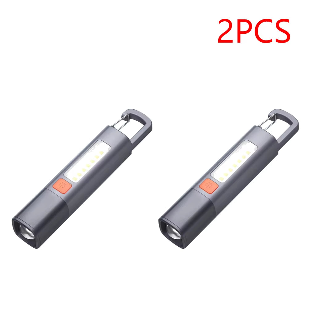 2-10PCS Super Bright Flashlight USB Charging Mini Portable LED Torch 800Mah Camping Powerful Flashlight 300LM for Outdoor Hiking