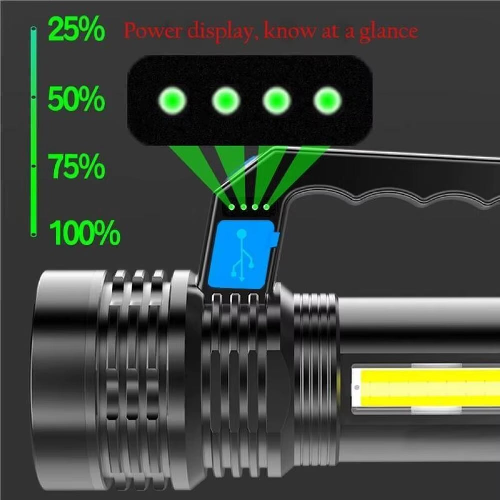 Portable LED USB Rechargeable Flashlight with Torch Waterproof Fishing Hunting Camping LED Flashlight Lighting 2Km Long Distance