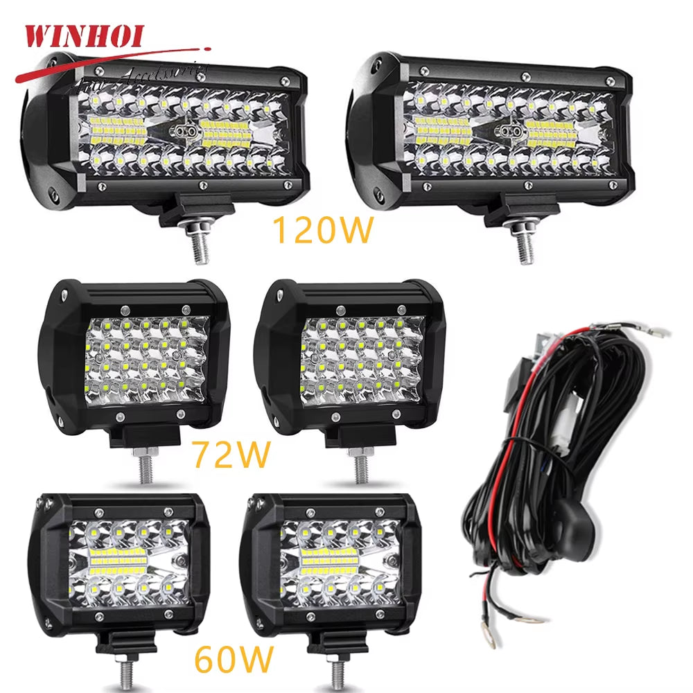 Car LED Light Bar Offroad 4X4 Spotlights Fog Lamp 12V 24V Diode Headlight Truck Farm Tractor Boat SUV ATV Light Bar/Work Light
