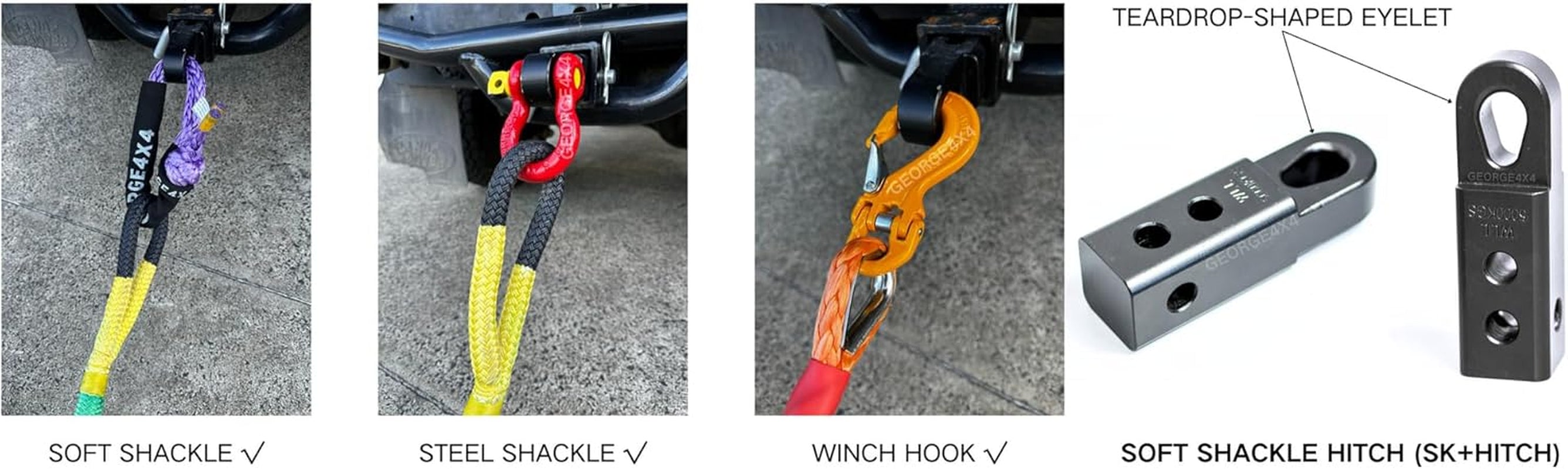 SK+ Black/Orange Tow Bar Hitch Receiver for Soft Shackle Alloy 4X4 Accessories (Black)