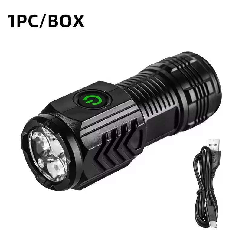 Ultra Powerful Flashlight 3 Core LED Mini Tactical Flashlight USB Rechargeable High Power LED Torch with Magnet Hand Lamp Gift