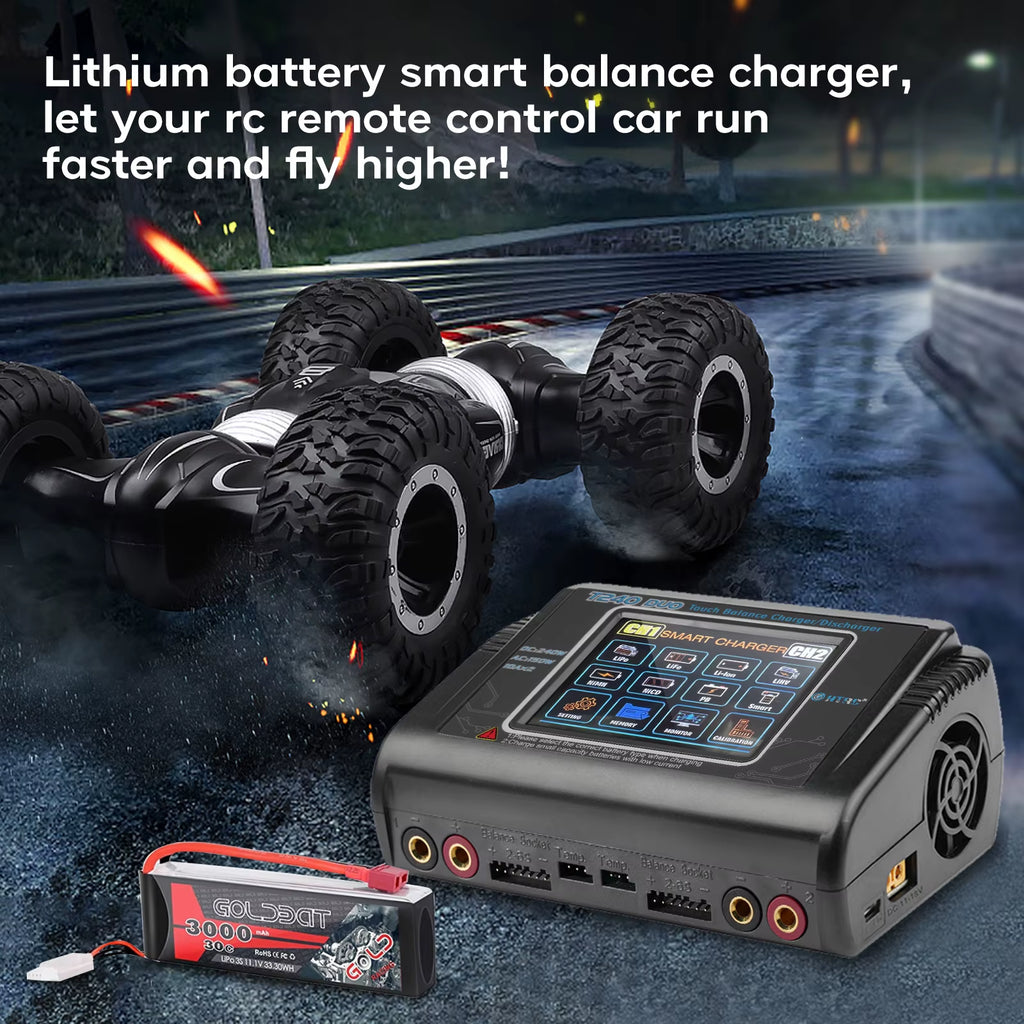 T240 High Power Battery Charger AC150W DC 240W 10A Dual Channel Touch Screen Lipo Balance Chargers Discharger for RC Models