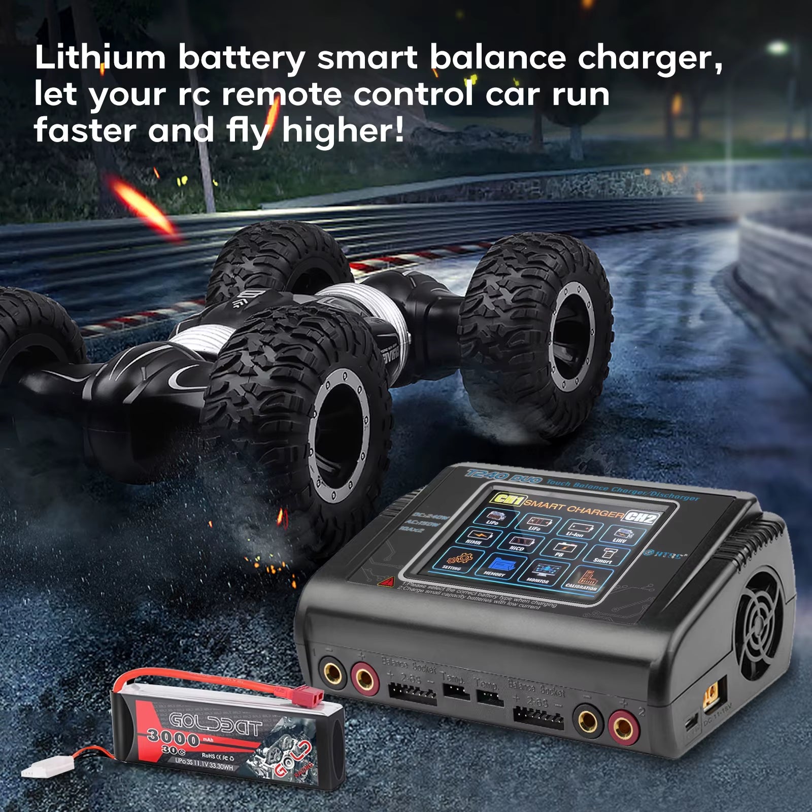 T240 High Power Battery Charger AC150W DC 240W 10A Dual Channel Touch Screen Lipo Balance Chargers Discharger for RC Models