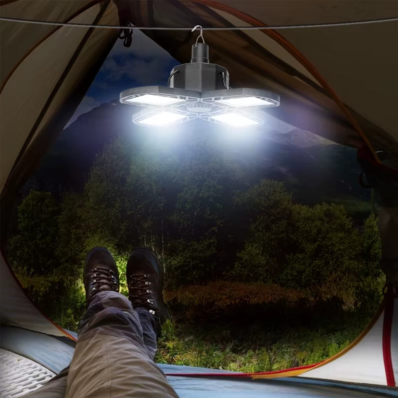 104 LED Solar Camping Light 4 Leaf Foldable Garage Light Rechargeable with Remote Waterproof Outdoor Emergency Tent Light