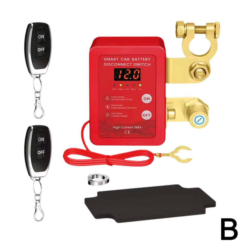 12V 240A Remote Battery Disconnect Automatic Power Shut off Car Battery Remote Control Leakage Protection