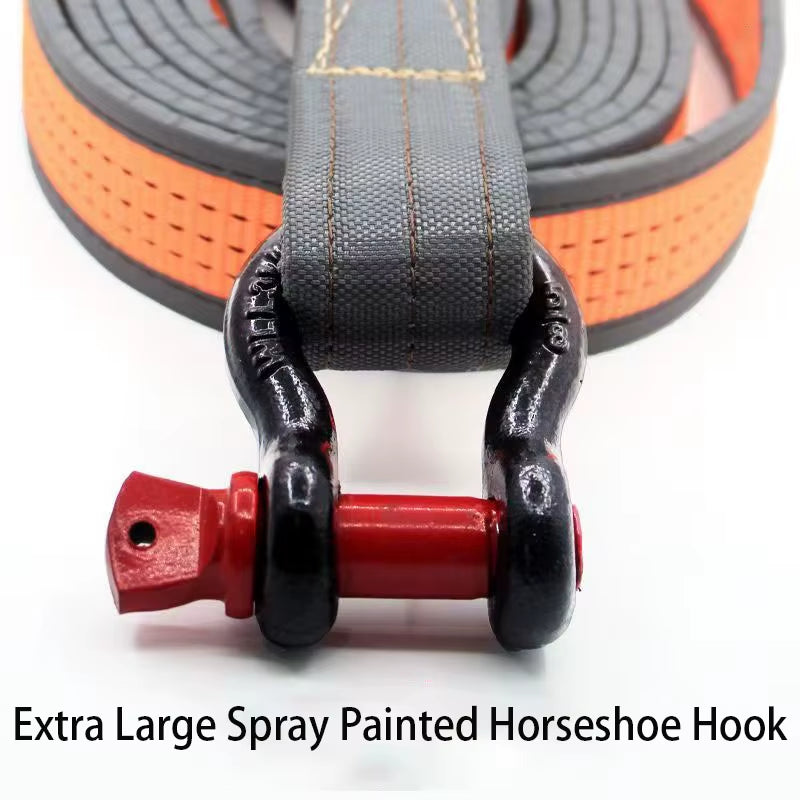 18T Car Tow Rope Car off Road Truck Trailer SUV Strape Cable U Hooks High Strength Nylon with Reflective Light Car Accessories