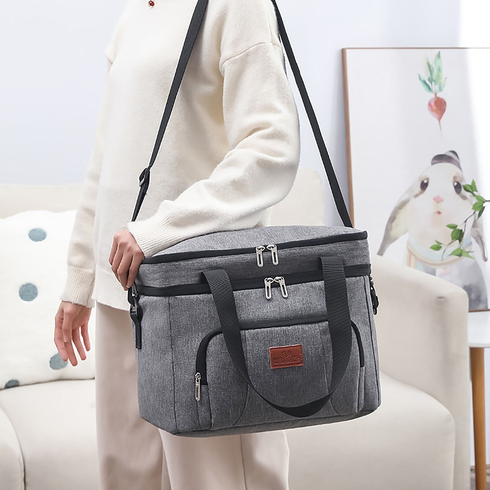 Outdoor Portable Lunch Bag Thermal Insulated Food Container Cooler Bag26X19X21Cm