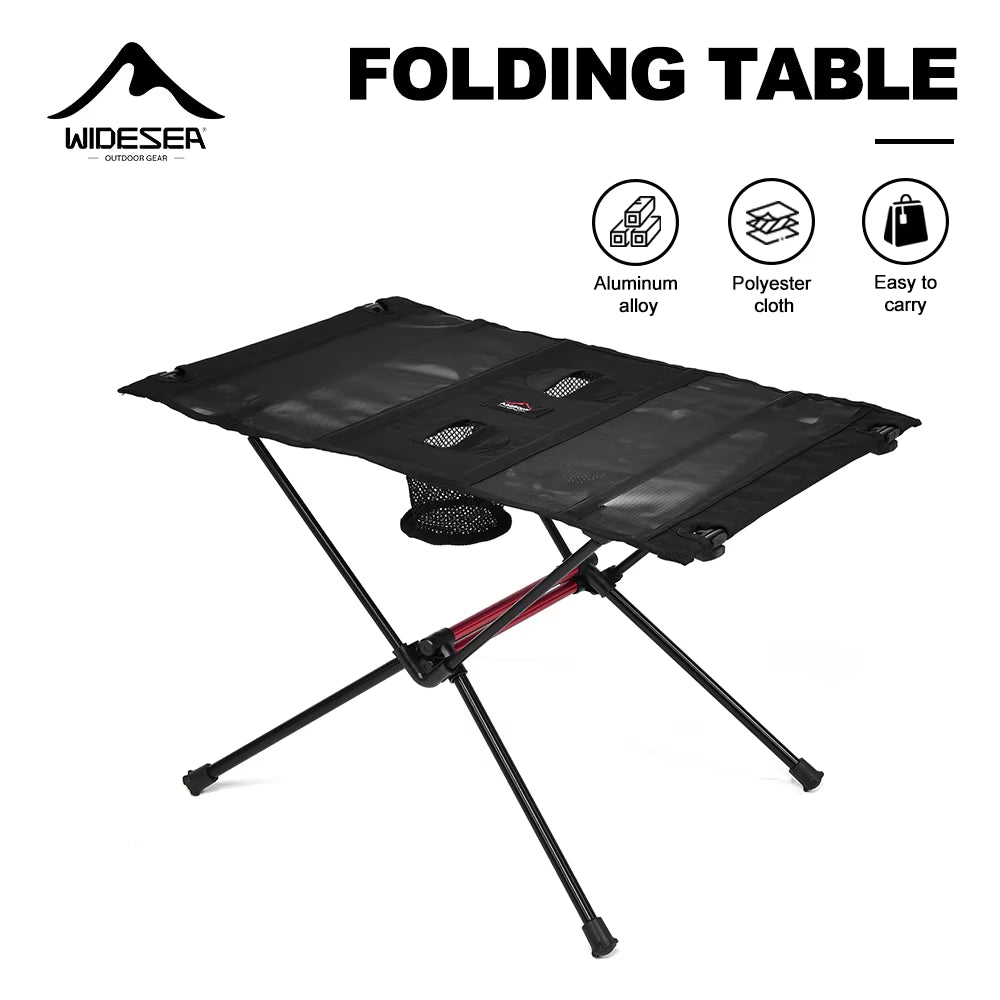 Portable Folding Camping Table with Cup Holders & Mesh Pocket Lightweight Outdoor Picnic Table for Hiking Travel Beach