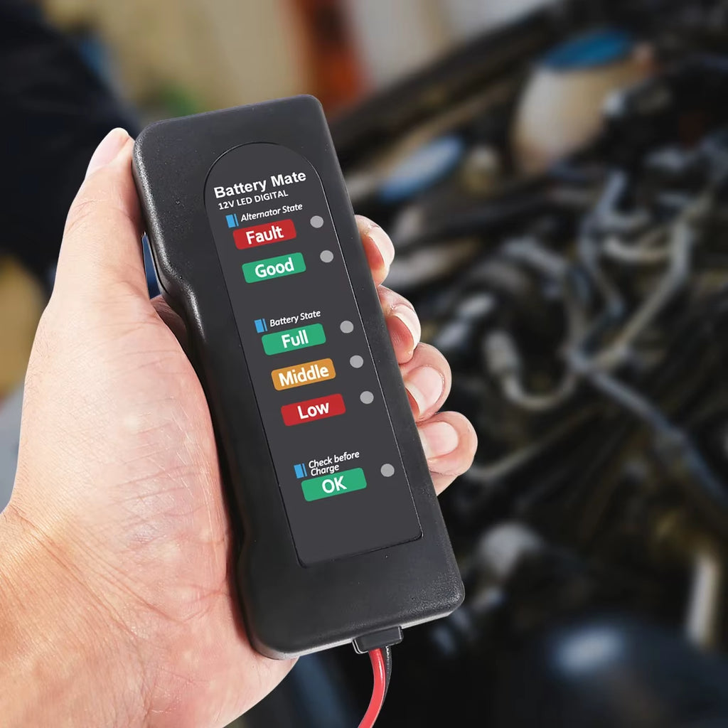 Battery Tester Automobile Motorcycle Battery Car Battery Testers ABS Red Yellow Green Display 12V Battery Level