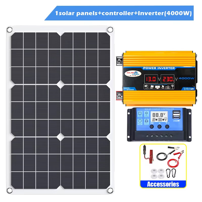 6000W4000W Solar Panel Inverter Kit – Complete Off-Grid Power System with Charge Controller & Battery Compatibility