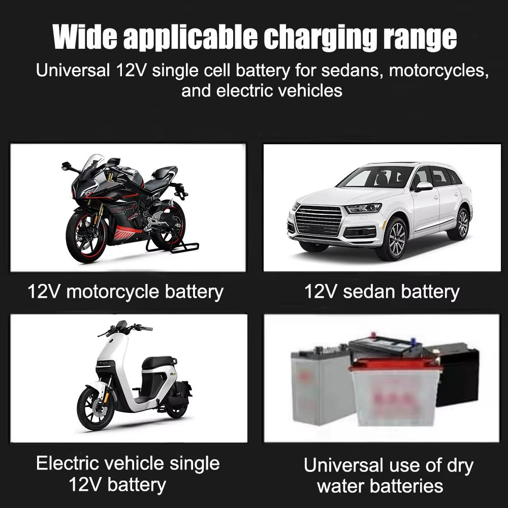 12V 2A Car Battery Charger 220V Power Puls Repair Charger Wet Dry Lead Acid Battery LED Display Moto Truck Battery Charger