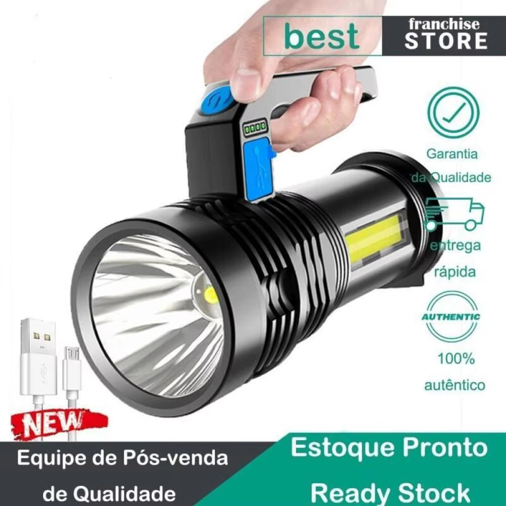 Portable LED USB Rechargeable Flashlight with Torch Waterproof Fishing Hunting Camping LED Flashlight Lighting 2Km Long Distance