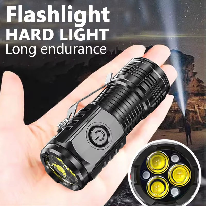 Ultra Powerful Flashlight 3 Core LED Mini Tactical Flashlight USB Rechargeable High Power LED Torch with Magnet Hand Lamp Gift