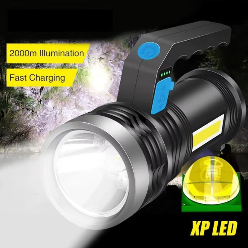 Portable LED USB Rechargeable Flashlight with Torch Waterproof Fishing Hunting Camping LED Flashlight Lighting 2Km Long Distance