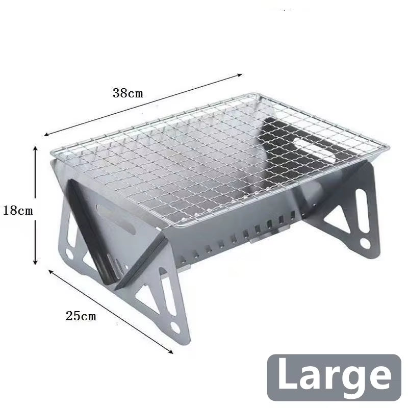 Outdoor Camping Charcoal Barbecue Grill for Party Beach Picnic BBQ Stove 21/28/38CM, Portable Stainless Steel BBQ Charcoal Grill