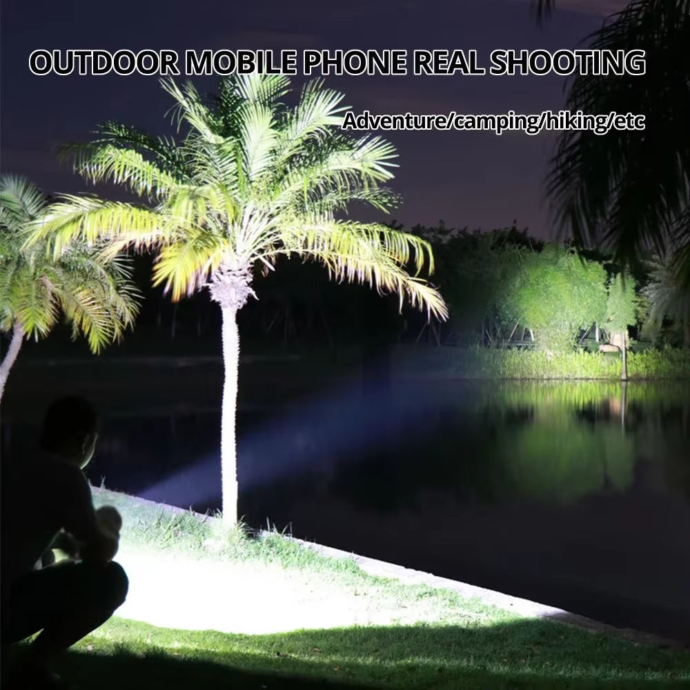 High Power 7LED Flashlight USB Rechargeable COB Side Lights 4 Modes Torch with Power Display Outdoor Lightweight Camping Torch