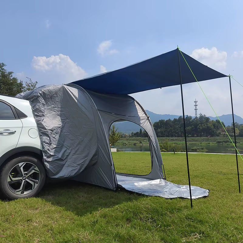 Rear Car Tents with Rainfly, Sun Shade, Tarp Included, SUV Camping Tents, Tailgate Tents, Waterproof Rain Cover, Multifunction