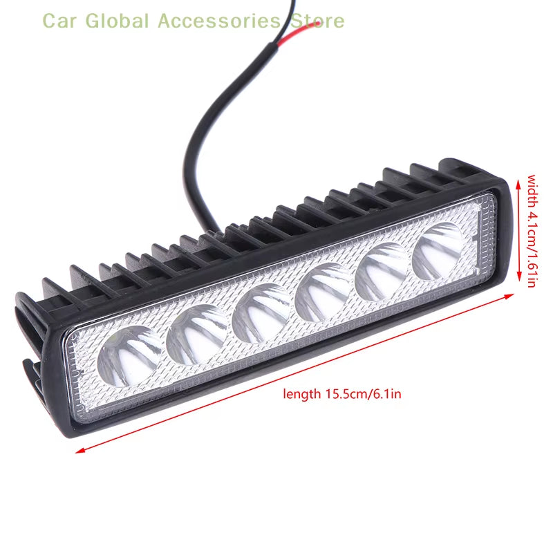 Car LED Light Bar 12V 18W 6000K Work Light for Car Motorcycle Truck Trailer Offroad Headlights Driving Light