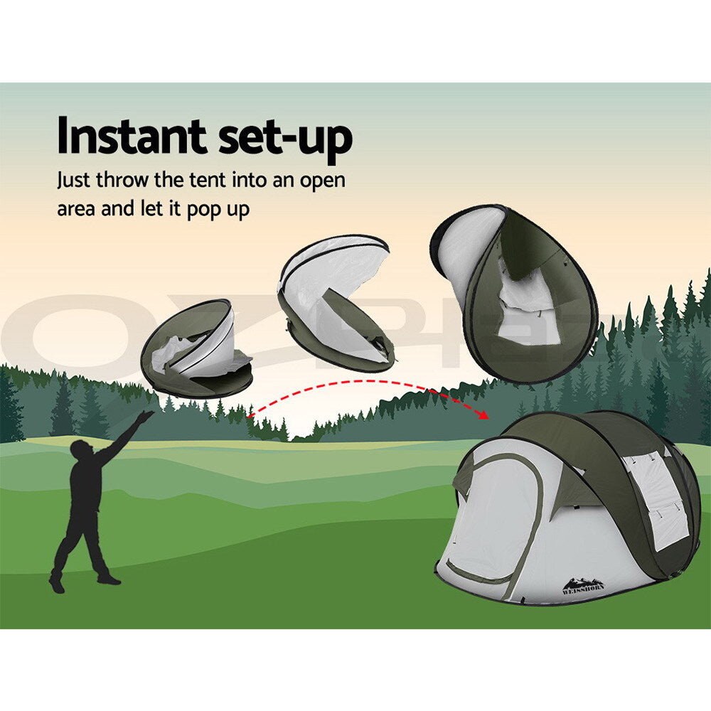 Weisshorn Instant up Camping Tent 4-5 Person Pop up Tents Family Hiking Dome