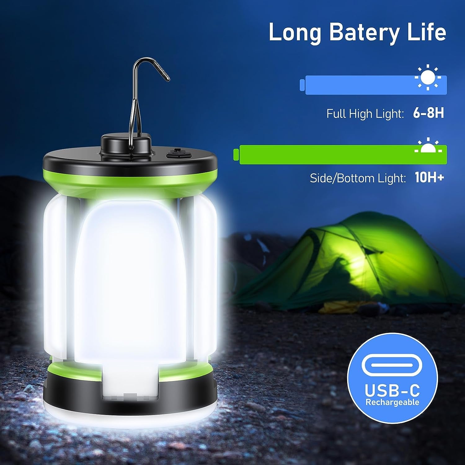 Camping Lantern Rechargeable, Super Bright LED Camping Lights Lamp with 7 Light