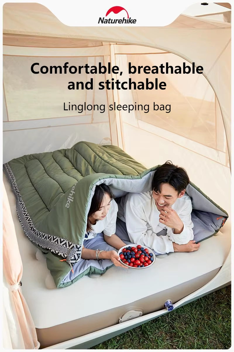 Cotton Sleeping Bag Outdoor Camping Single Autumn and Winter Warm and Thick Splicable Breathable Sleeping Bag