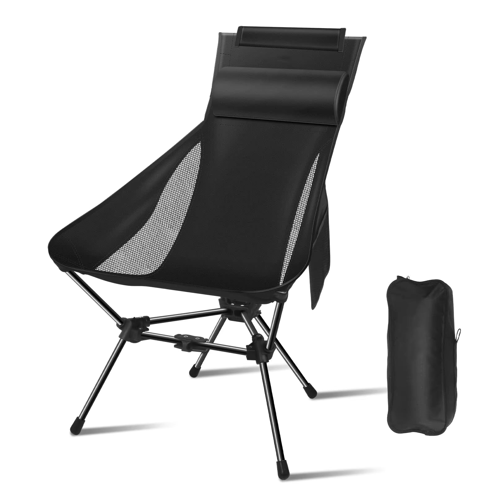 WESTTUNE Portable Camping Chair Lightweight Foldable Chair with Headrest for outside Camping Hiking Travel Beach and Sports
