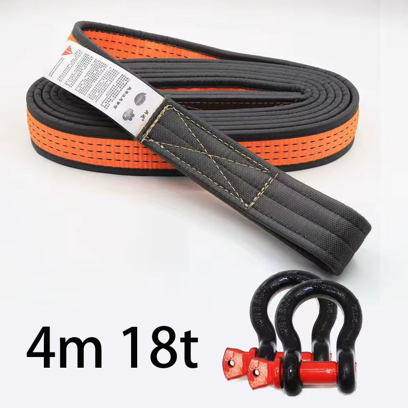 18T Car Tow Rope Car off Road Truck Trailer SUV Strape Cable U Hooks High Strength Nylon with Reflective Light Car Accessories