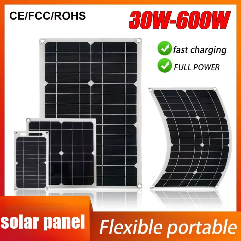 Multi Model Solar Panel 30-600W Portable Power Supply for Outdoor Emergency Mobile Phone Charging Battery Power Supply