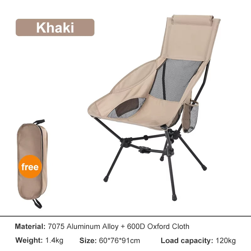 WESTTUNE Portable Camping Chair Lightweight Foldable Chair with Headrest for outside Camping Hiking Travel Beach and Sports