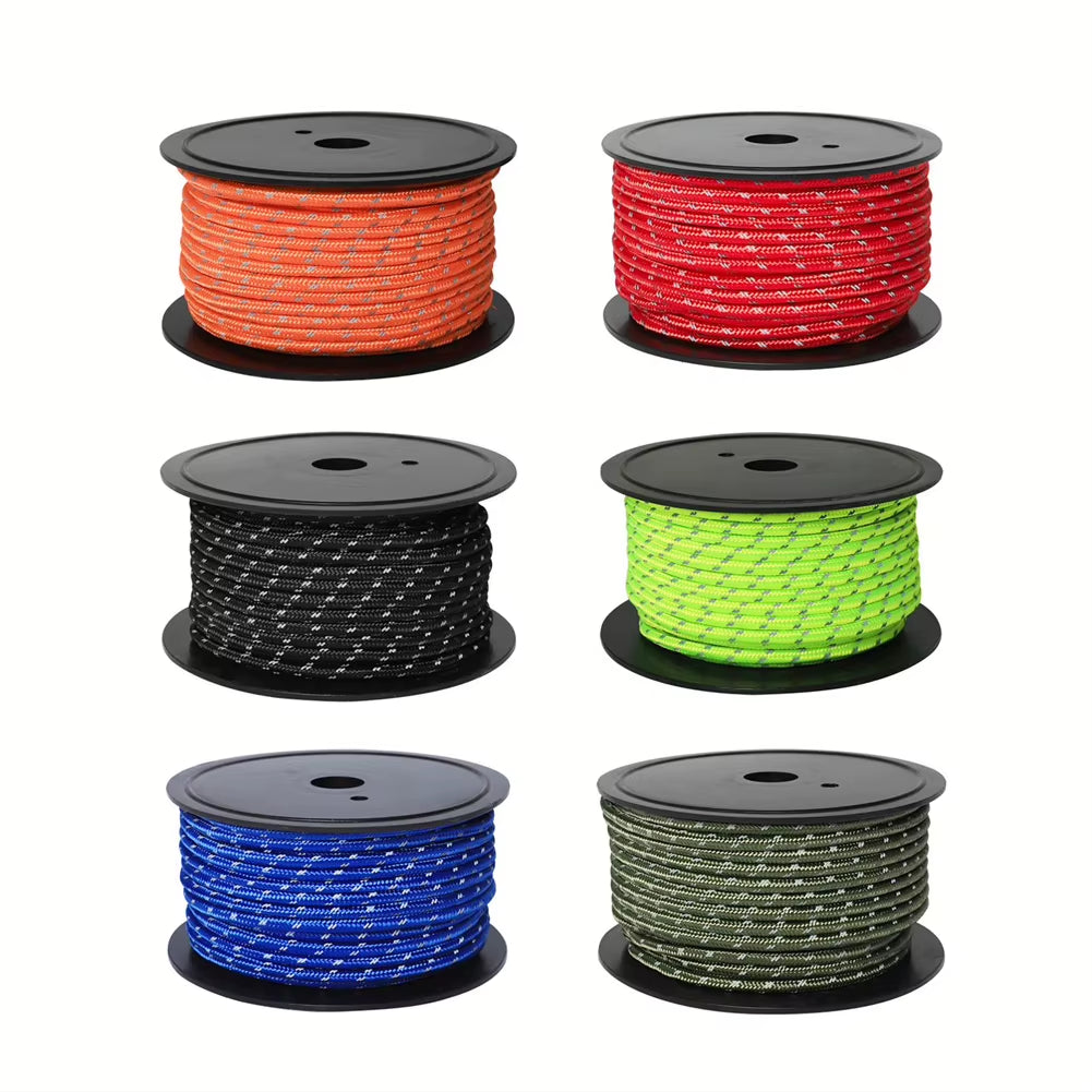 Reflective Paracord 30M Cord Strands 6Mm Tent Rope Camping Survival Accesorios Warning Parachute Line Hiking Canopy Lanyard