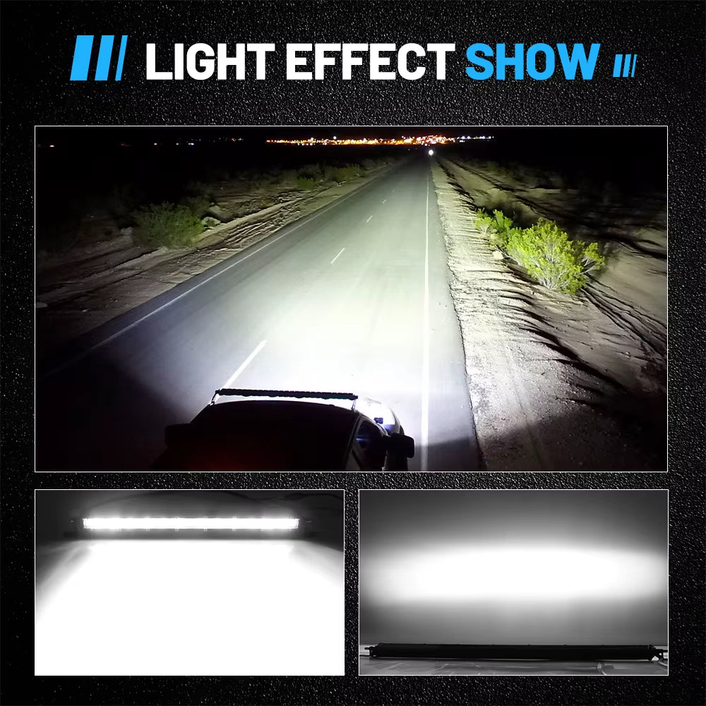 HL 6D Ultra Strip LED Light Bar 8-50Inch LED Driving Fog Lamp Work Light Bar 4X4 Led Bar for Motorcycle Offroad SUV ATV Tractor