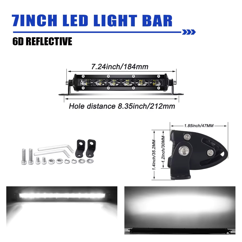 HL 6D Ultra Strip LED Light Bar 8-50Inch LED Driving Fog Lamp Work Light Bar 4X4 Led Bar for Motorcycle Offroad SUV ATV Tractor