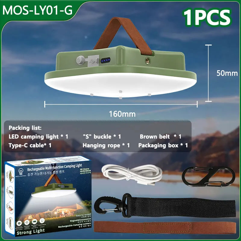 MOSLIGHTING Rechargeable LED Camping Strong Light Magnet Zoom Portable Torch Tent Light Working Maintenance Lighting 80W LED