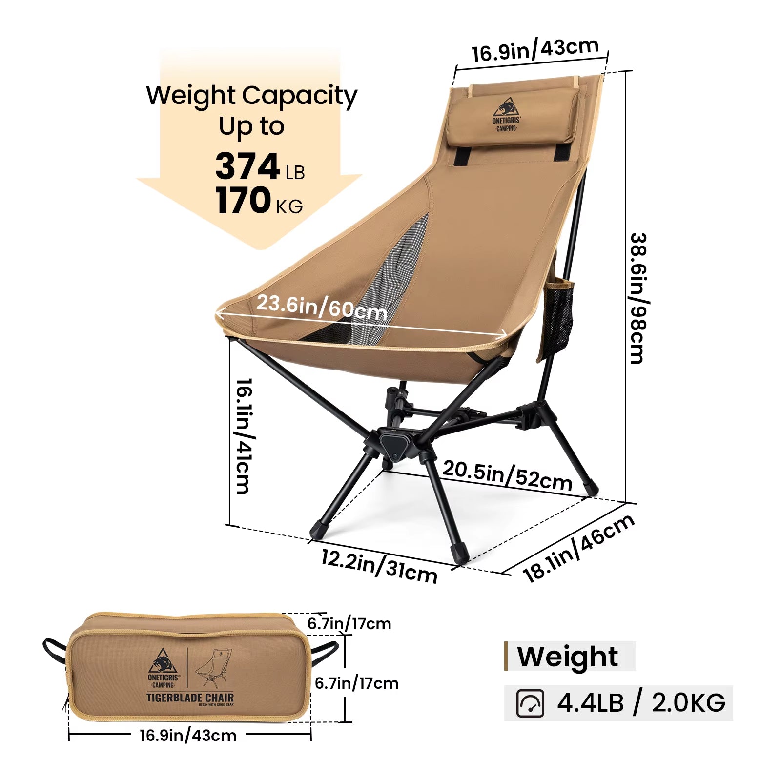 Portable Tigerblade Camping Chairs Outdoor Folding Fishing Chair for Trekking BBQ Parties Gardening Beach Indoor Use