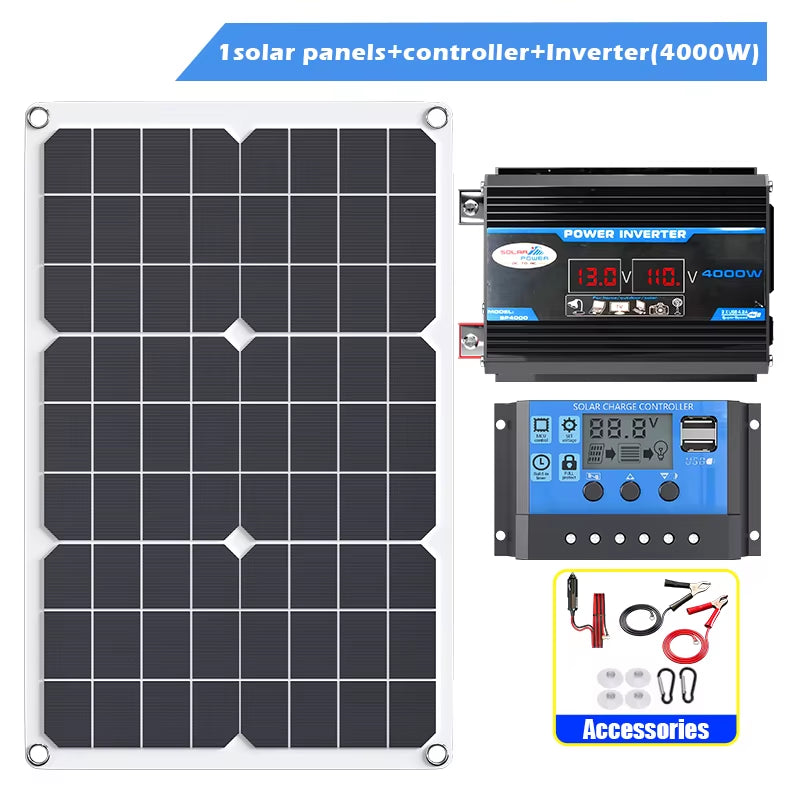6000W4000W Solar Panel Inverter Kit – Complete Off-Grid Power System with Charge Controller & Battery Compatibility