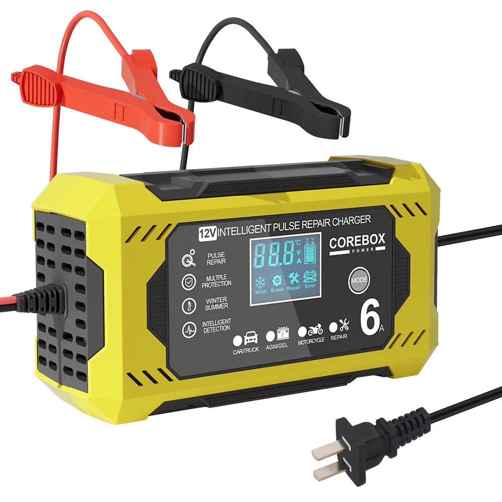 12V/6A Multifunctional Pulse Repair Battery Charging for Motorcycle SUV Truck Smart Car Battery Charger High Power Intelligent
