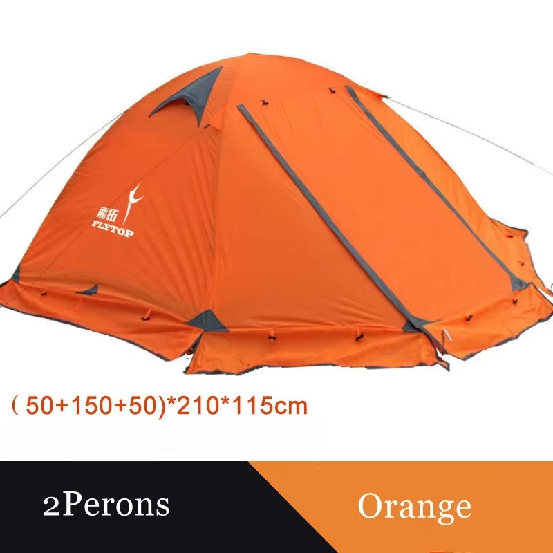 Flytop 2-3Persons 4Seasons Skirt Tent Camping Outdoor Double Layers Aluminum Pole anti Snow Travel Family Ultralight Tourist