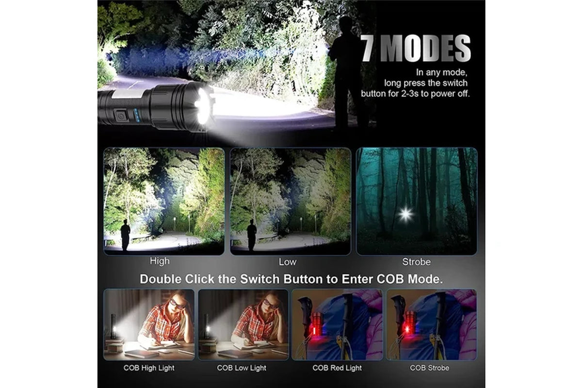 Super Bright 1000000LM LED Flashlight USB Rechargeable Tactical Torch