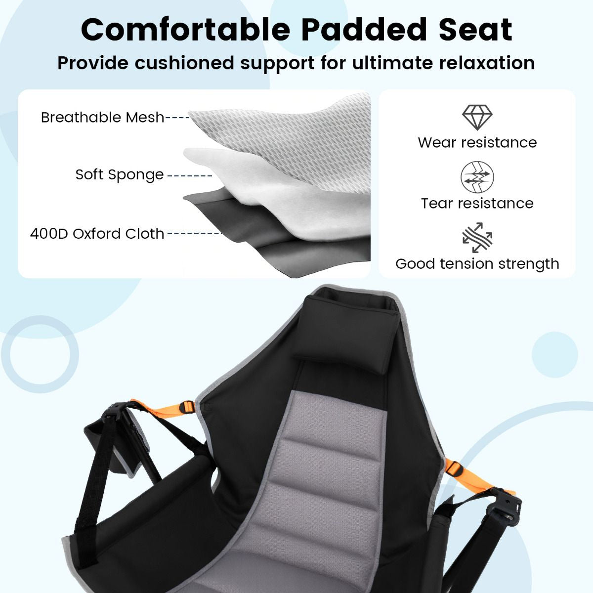 Oversized Hammock Camping Chair Foldable Swing Chair