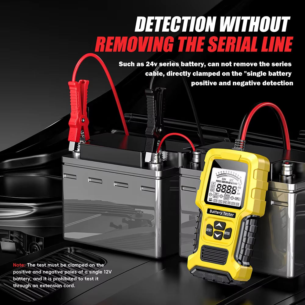 Car Battery Tester 12V 24V Battery System Detect Auto Battery Analyzer for Car Motorcycle Battery Charging Cranking Test Tool