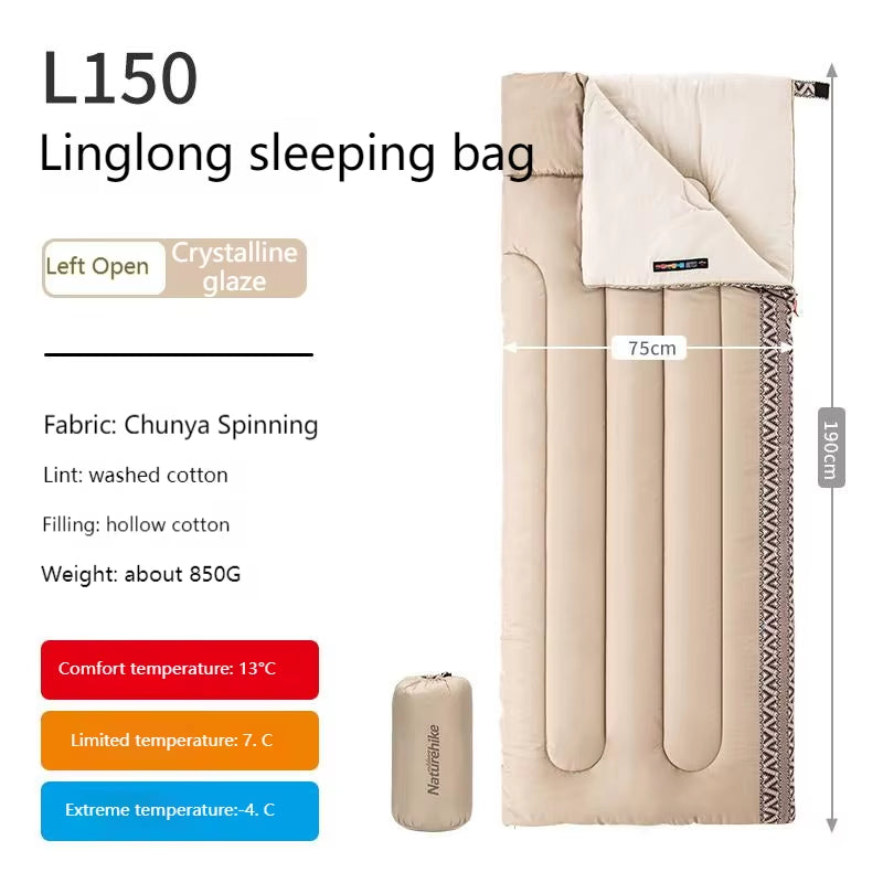 Cotton Sleeping Bag Outdoor Camping Single Autumn and Winter Warm and Thick Splicable Breathable Sleeping Bag