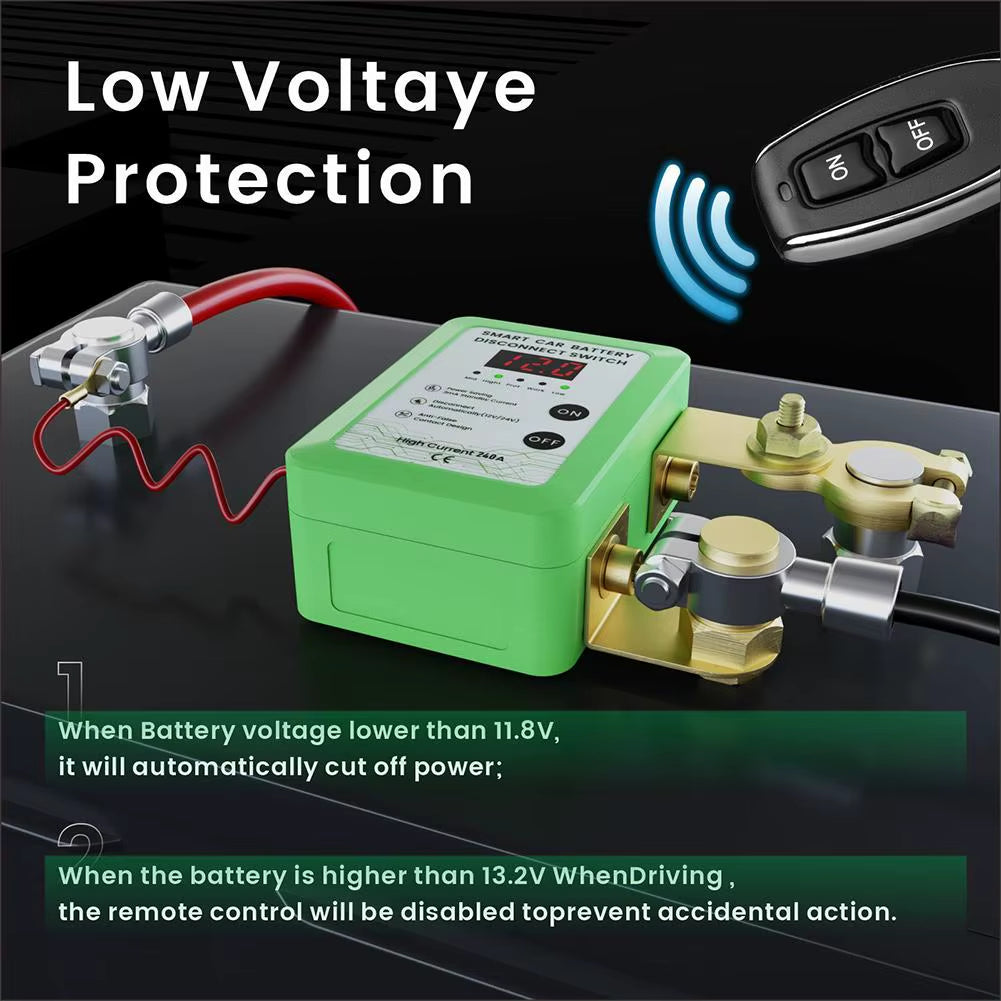 12V 240A Remote Battery Disconnect Automatic Power Shut off Car Battery Remote Control Leakage Protection