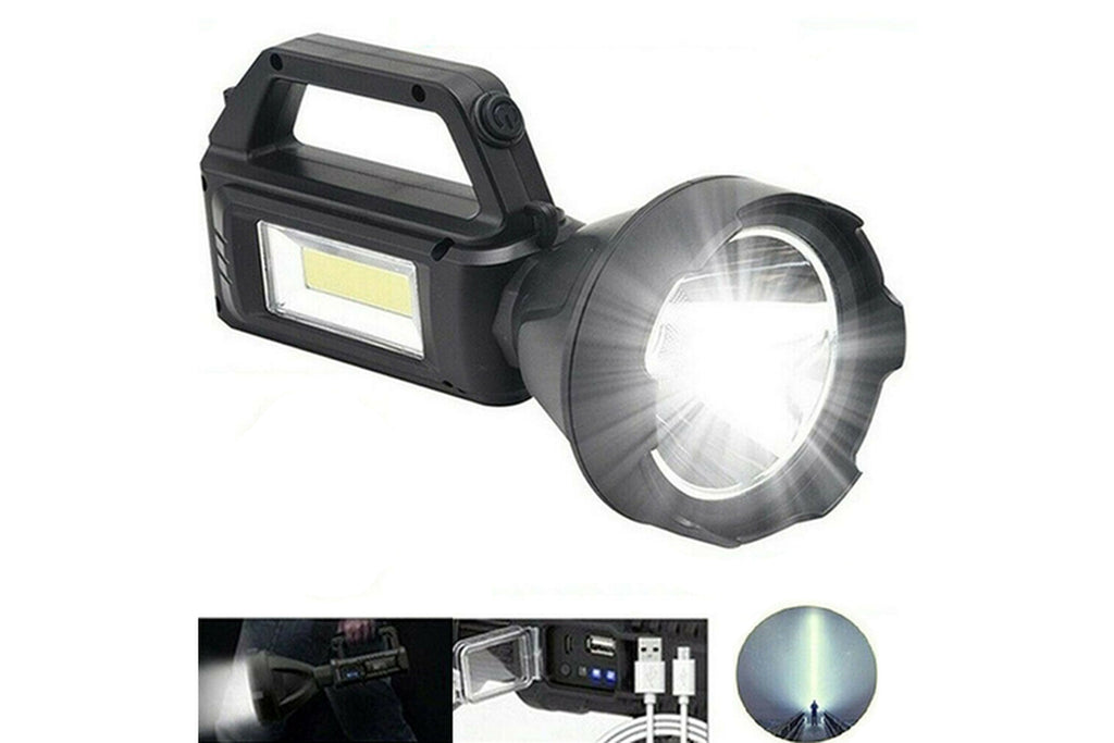 Solar LED Searchlight USB Rechargeable Spotlight Flashlight Torch Power Bank