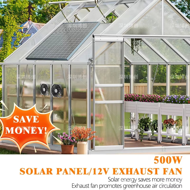 500W High-Power Solar Fan – Portable Cooling with Rechargeable Battery for Camping & Outdoor Adventures